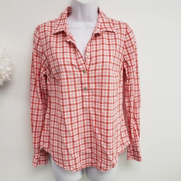 Vineyard Vines Tops - Vineyard Vines Quarter Button Up Gingham Top Size 6